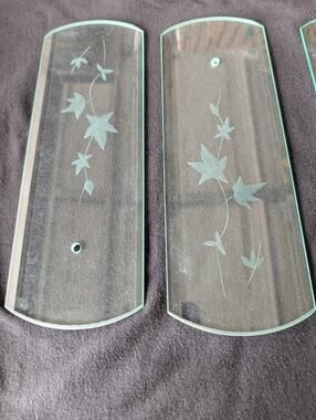 Chandelier 10-1/4" Glass Panel Top & Bottom Radius 2 Bevels Ivy Leaves Lamp Part